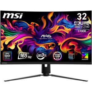 MSI MPG 321CUP QD-OLED Gaming Monitor 32 inch 4K UHD - 1700R, Quantum Dot OLED 3840 x 1080, 165 Hz/0,03 ms, DisplayHDR True Black 400, G-Sync, HDMI 2.1, DP 1.4a, USB Type-C (PD...