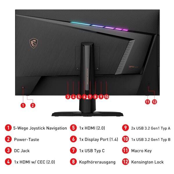 MSI Optix MPG321QRFDE QD 32 inch 2K Quantum Dot Gaming Monitor, WQHD (2560x1440), 175 Hz, 1 ms, Rapid IPS paneel, HDR600, zwart