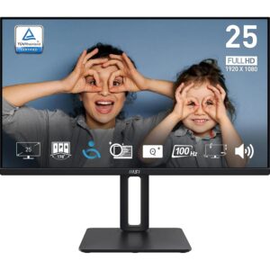 MSI PRO MP251P 24,5 inch Full HD kantoormonitor IPS 1920 x 1080 100Hz oogscherm ingebouwde luidspreker 4 posities HDMI 1.4b D-Sub (VGA)