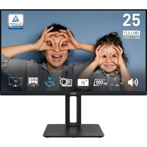 MSI PRO MP251P 24,5 inch Full HD kantoormonitor IPS 1920 x 1080 100Hz oogscherm ingebouwde luidspreker 4 posities HDMI 1.4b D-Sub (VGA)