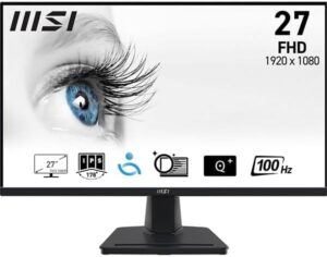 MSI PRO MP275 27 inch Full HD kantoormonitor - 1920 x 1080 IPS-paneel, 100 Hz, oogvriendelijk scherm, ingebouwde luidsprekers, kantelbaar - HDMI 1.4b, D-Sub (VGA)