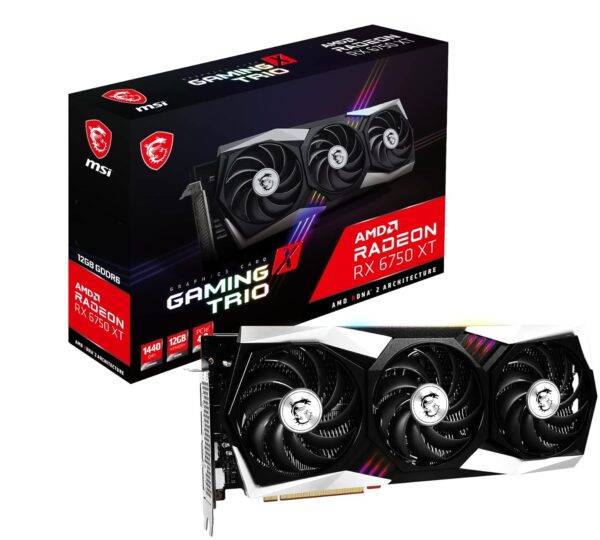 MSI Radeon RX 6750 XT GAMING X TRIO 12G grafische kaart - AMD RX 6750 XT, GPU 2554/2623 MHz, 12000 MB DDR6 geheugen, geheugensnelheid 18000 MHz, Memory Bus 192bit