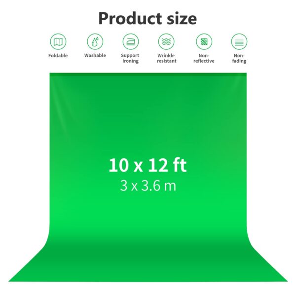 Neewer® 10 x 12FT / 3 x 3.6M PRO Photo Studio 100% Pure Muslin Collapsible Background for Photography, Video & Television (Back Only) - GREEN