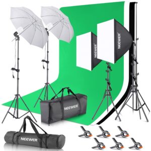 Neewer 2, 6m x 3m Background Support System and 800W 5500K Umbrellas, Softbox, Continuous Light Set for Photo Studio, Products Portrait and Video Photography