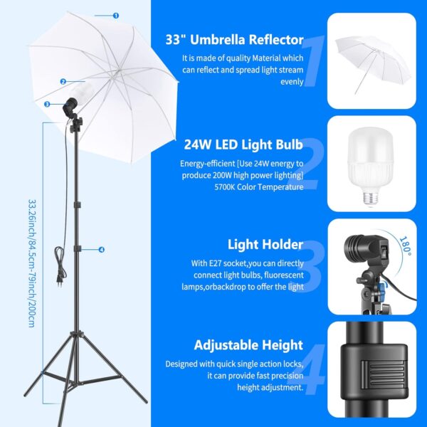 Neewer 2, 6m x 3m Background Support System and 800W 5500K Umbrellas, Softbox, Continuous Light Set for Photo Studio, Products Portrait and Video Photography