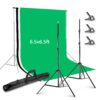Neewer 2 x 2 m Background Support System with 1.8 x 2.8m Background Fabric (White/Black/Green) and 3 Pack Spring Clips for Photo Studio, Portrait, Product Video Photography