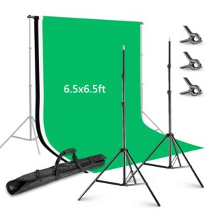 Neewer 2 x 2 m Background Support System with 1.8 x 2.8m Background Fabric (White/Black/Green) and 3 Pack Spring Clips for Photo Studio, Portrait, Product Video Photography