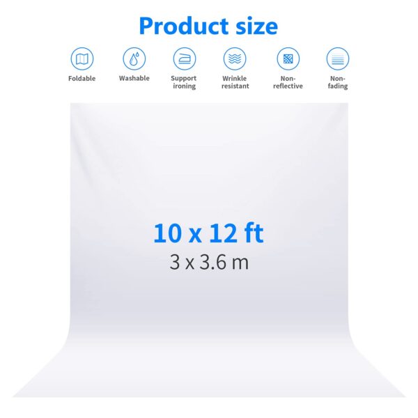 Neewer® 3 x 3.6m PRO Photo Studio 100% Pure Fabric Foldable Background for Photography, Video & Television (Background Only) - WHITE