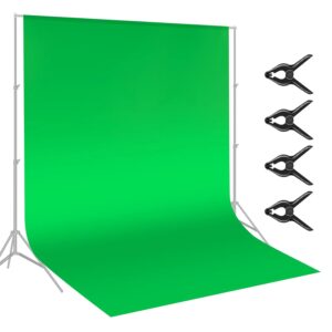 Neewer 3x3.6m Green Chromakey Fiber Background Screen for Photo Video Studio, 4 Pieces Background Clips Included, Ideal for Portraits and Product Shooting