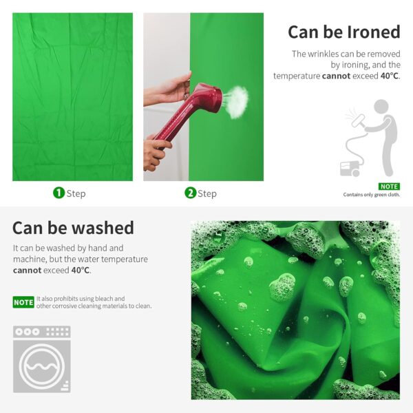 Neewer 3x3.6m Green Chromakey Fiber Background Screen for Photo Video Studio, 4 Pieces Background Clips Included, Ideal for Portraits and Product Shooting