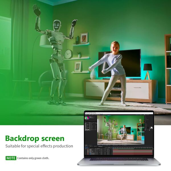 Neewer 3x3.6m Green Chromakey Fiber Background Screen for Photo Video Studio, 4 Pieces Background Clips Included, Ideal for Portraits and Product Shooting