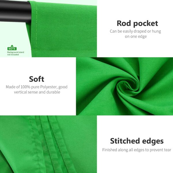 Neewer 3x3.6m Green Chromakey Fiber Background Screen for Photo Video Studio, 4 Pieces Background Clips Included, Ideal for Portraits and Product Shooting