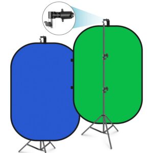 Neewer 5x7ft/1.5x2m Foldable Chromakey Background with 2.6m Support, Green, Blue, Green, Reversible, 2-in-1 for Studio, Photography, Live Streaming, Video Calling, Games