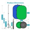 Neewer 5x7ft/1.5x2m Foldable Chromakey Background with 2.6m Support, Green, Blue, Green, Reversible, 2-in-1 for Studio, Photography, Live Streaming, Video Calling, Games