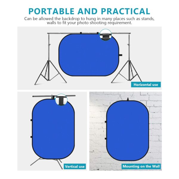 Neewer 5x7ft/1.5x2m Foldable Chromakey Background with 2.6m Support, Green, Blue, Green, Reversible, 2-in-1 for Studio, Photography, Live Streaming, Video Calling, Games