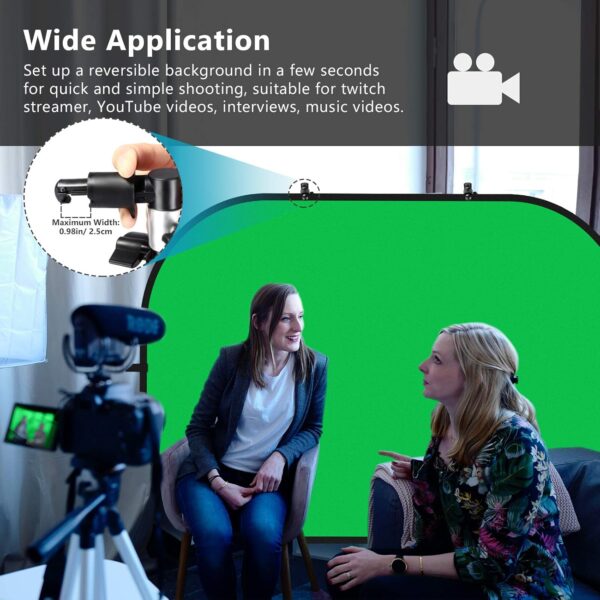 Neewer 5x7ft/1.5x2m Foldable Chromakey Background with 2.6m Support, Green, Blue, Green, Reversible, 2-in-1 for Studio, Photography, Live Streaming, Video Calling, Games