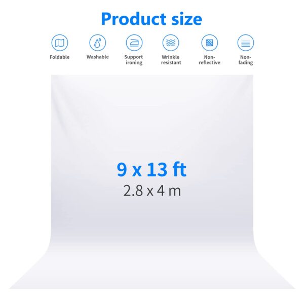 Neewer 9 x 13 Feet/ 2.8 x 4 m Background for Photo Studio Video Background Polyester Background Screen, Background Support Not Included (White)