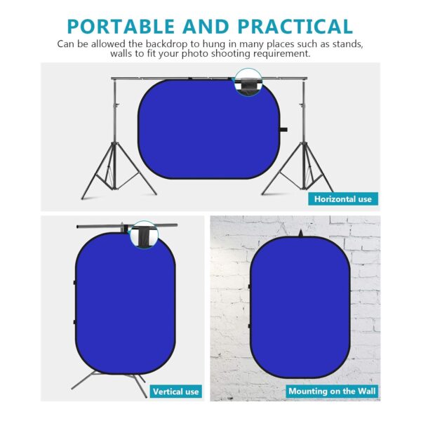 NEEWER Chromakey Backdrops, Double-Sided Blue & Grey Screen, 2-in-1 Folding and Reversible Background for Photography, Gaming and Live Streaming, 1.5x2m (Blue/Grey)