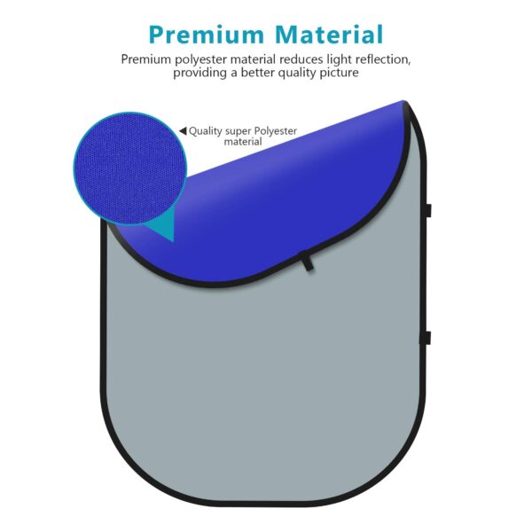 NEEWER Chromakey Backdrops, Double-Sided Blue & Grey Screen, 2-in-1 Folding and Reversible Background for Photography, Gaming and Live Streaming, 1.5x2m (Blue/Grey)