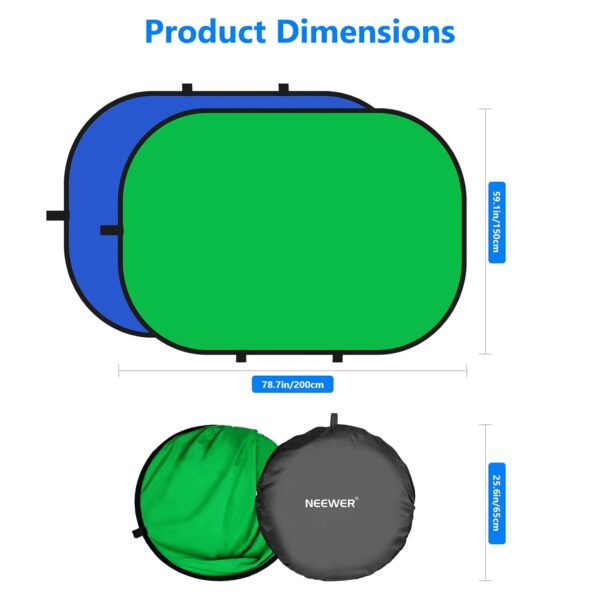 Neewer Chromakey Green Chromakey Blue Foldable Background Foldable Reversible Background 150x200CM ChromaKey Blue Green