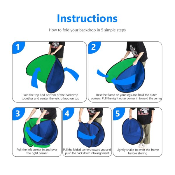 Neewer Chromakey Green Chromakey Blue Foldable Background Foldable Reversible Background 150x200CM ChromaKey Blue Green