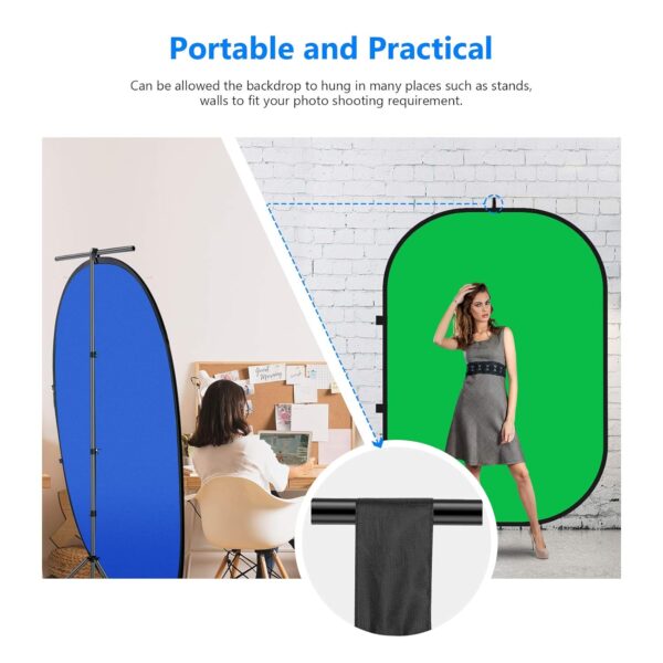 Neewer Chromakey Green Chromakey Blue Foldable Background Foldable Reversible Background 150x200CM ChromaKey Blue Green