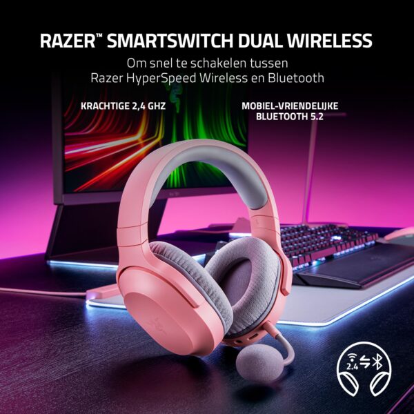Razer Barracuda X - Draadloze multi-platform headset voor gaming en mobiele apparaten (SmartSwitch Dual Wireless, TriForce 40mm, cardioïde microfoon, 50u batterij, USB-C) Roze
