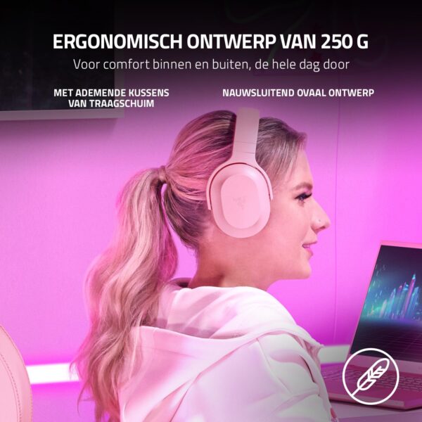 Razer Barracuda X - Draadloze multi-platform headset voor gaming en mobiele apparaten (SmartSwitch Dual Wireless, TriForce 40mm, cardioïde microfoon, 50u batterij, USB-C) Roze