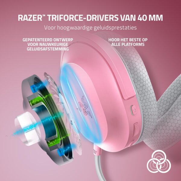 Razer Barracuda X - Draadloze multi-platform headset voor gaming en mobiele apparaten (SmartSwitch Dual Wireless, TriForce 40mm, cardioïde microfoon, 50u batterij, USB-C) Roze