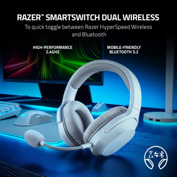 Razer Barracuda X - Draadloze multi-platform headset voor gaming en mobiele apparaten (SmartSwitch Dual Wireless, TriForce 40 mm, cardioïde microfoon, 50 uur batterij, USB-C) Wit
