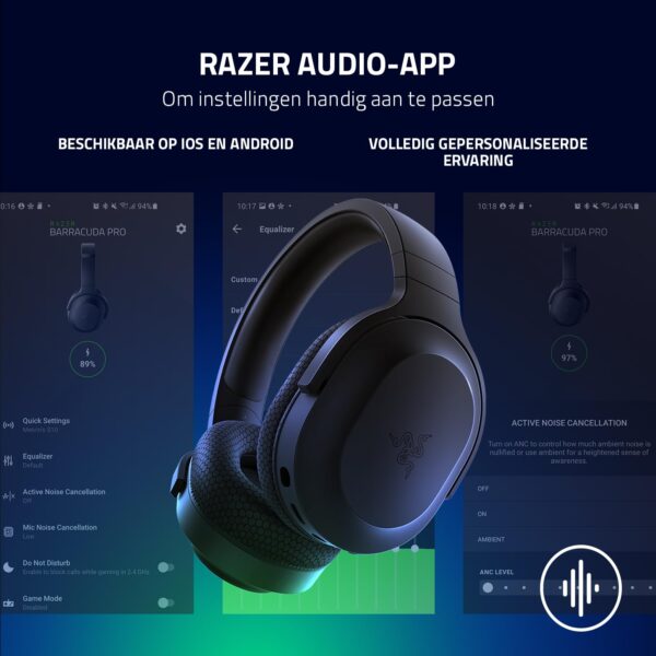 Razer Barracuda X - Draadloze multi-platform headset voor gaming en mobiele apparaten (SmartSwitch Dual Wireless, TriForce 40mm, cardioïde microfoon, 50u batterij, USB-C) Zwart