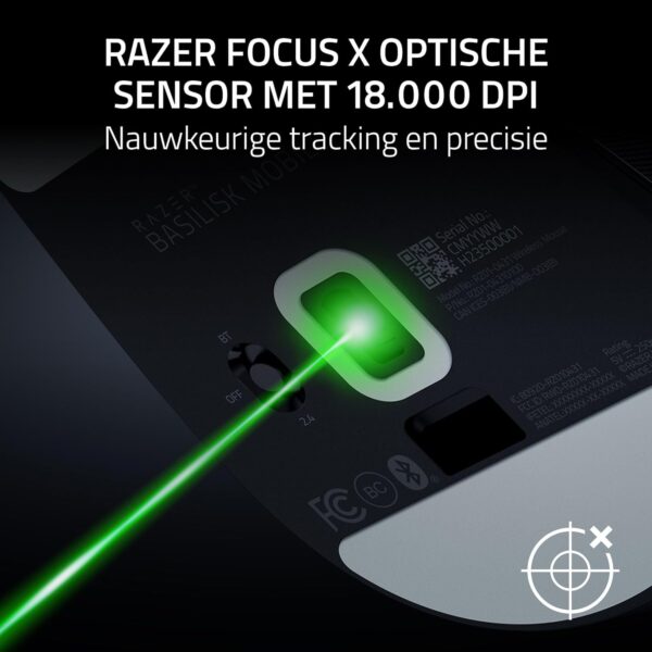 Razer Basilisk Mobile - Small Portable Ergonomic Wireless Gaming Mouse - AI Prompt Master - Focus X 18K Sensor (Tri-Mode Connectivity, Up to 105 Hours, Mouse Switches Gen-3) Black