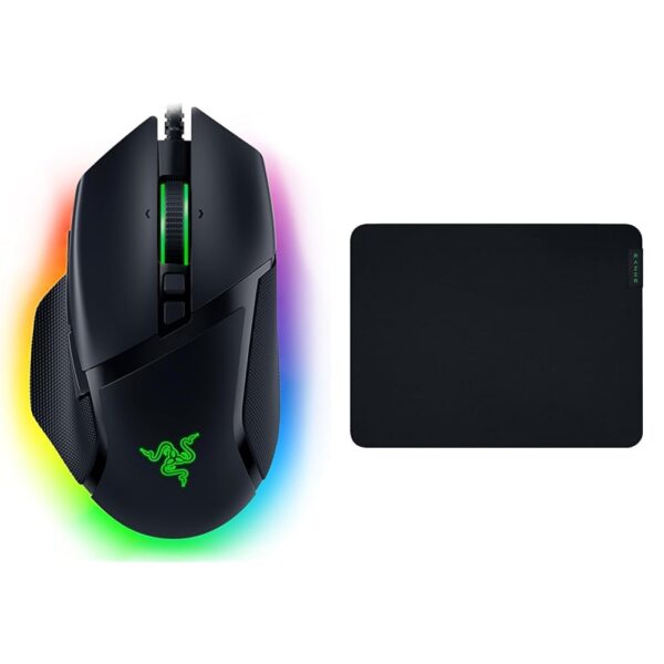 Razer Basilisk V3 - Wired Gaming Mouse (10+1 Programmable Buttons) Black & Razer Gigantus V2 - Soft Gaming Mouse Pad for Speed and Control (Non-slip Foot) Medium Size