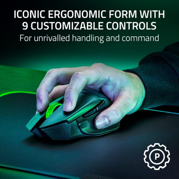 Razer Basilisk V3 X HyperSpeed Customizable Wireless Gaming Mouse: Mechanical Switches Gen-2-5G Advanced 18K Optical Sensor - Chroma RGB 9 Programmable Controls 535 Hours Battery
