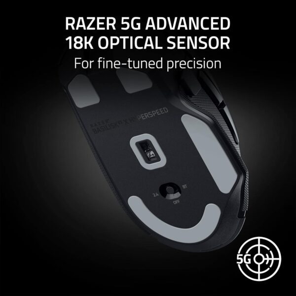 Razer Basilisk V3 X HyperSpeed Customizable Wireless Gaming Mouse: Mechanical Switches Gen-2-5G Advanced 18K Optical Sensor - Chroma RGB 9 Programmable Controls 535 Hours Battery