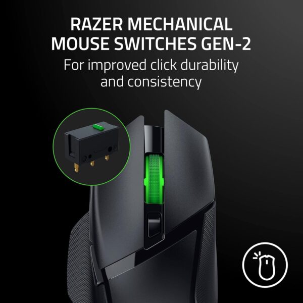 Razer Basilisk V3 X HyperSpeed Customizable Wireless Gaming Mouse: Mechanical Switches Gen-2-5G Advanced 18K Optical Sensor - Chroma RGB 9 Programmable Controls 535 Hours Battery