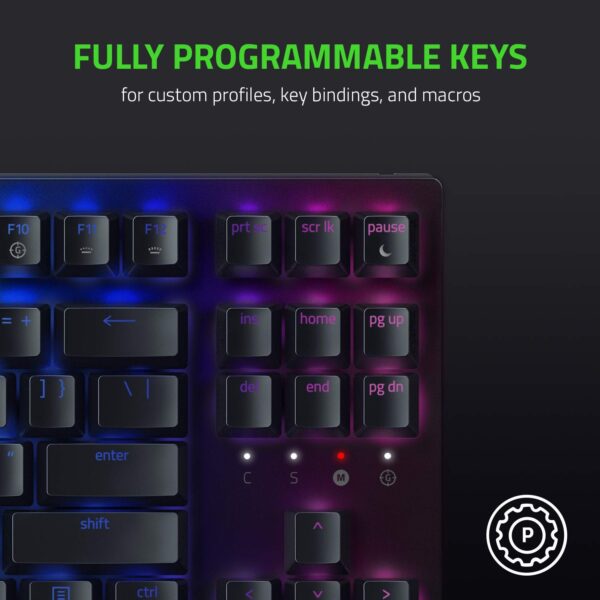 Razer BlackWidow V3 Tenkeyless (Green Switch) - Compact Mechanical Gaming Keyboard (Clicking Mechanical Switches, Compact Form Factor, Fully Programmable Keys) UK Layout | Black
