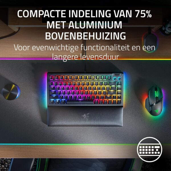 Razer BlackWidow V4 75% - Mechanical Gaming Keyboard with RGB Lighting (Special Macro Keys, Double-shot ABS Key Cap, Switch Click Sound, Scroll Wheel and Media Key) US-Layout |...