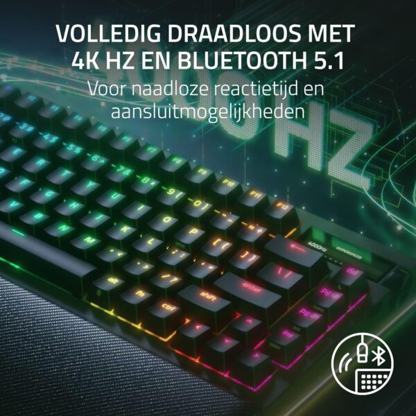 Razer BlackWidow V4 Pro 75% - Wireless Hot-Swappable Gaming Keyboard - OLED Display (Command Dial, 4K Hz & Bluetooth Connectivity, Magnetic Palm Rest) US Layout ISO | Black