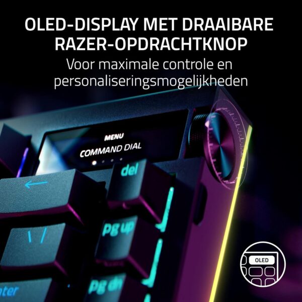 Razer BlackWidow V4 Pro 75% - Wireless Hot-Swappable Gaming Keyboard - OLED Display (Command Dial, 4K Hz & Bluetooth Connectivity, Magnetic Palm Rest) US Layout ISO | Black