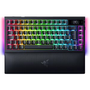 Razer BlackWidow V4 Pro 75% - Wireless Hot-Swappable Gaming Keyboard - OLED Display (Command Dial, 4K Hz & Bluetooth Connectivity, Magnetic Palm Rest) US Layout ISO | Black