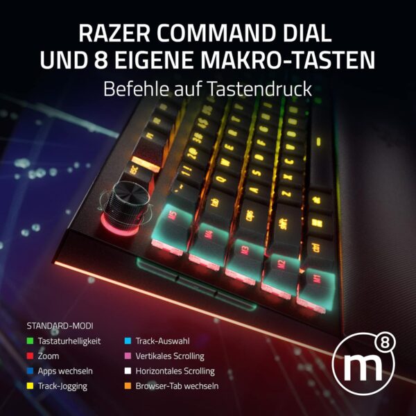 Razer BlackWidow V4 Pro (Green Switch) - Mechanical Gaming Keyboard (Clicking Mechanical Switches, Command Wheel & 8 Macro Keys, Multi-Function Roller, Palm Rest) QWERTY...