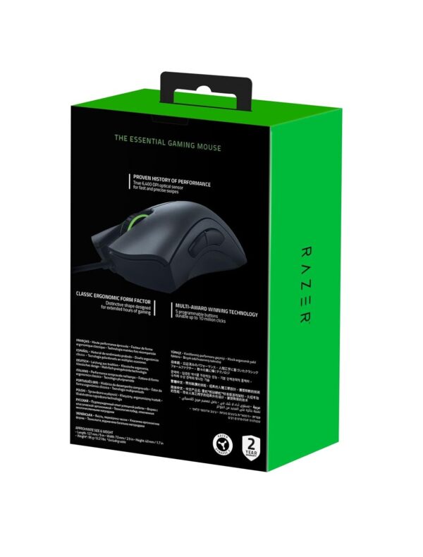 Razer DeathAdder Essential - 6400 DPI Gaming Mouse Optical Sensor (Ergonomic Form Factor, High Durability) Black