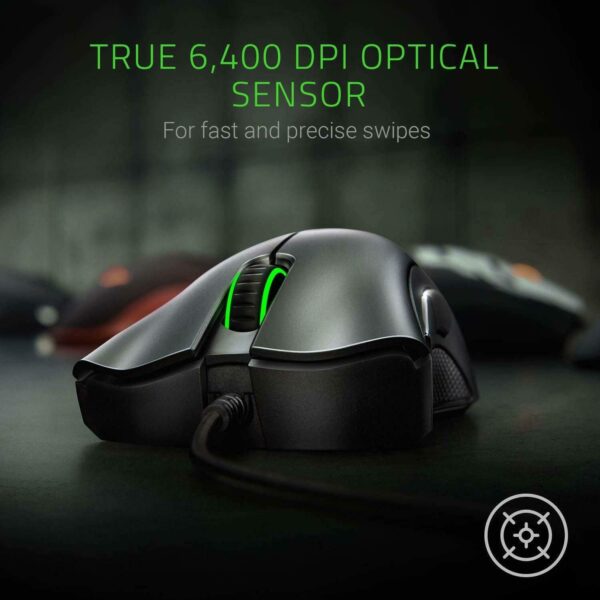 Razer - DeathAdder Essential Gaming Mouse: optical sensor 6400 DPI - 5 programmable keys - mechanical switch - rubber side grips - classic black