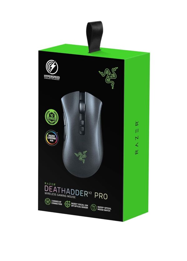 Razer DeathAdder V2 Pro - Draadloze gamingmuis met ongeëvenaarde ergonomie (Wireless, Optische sensor 20K DPI, Optische muisswitch, Batterijduur van 70 uur, 88 g) Zwart