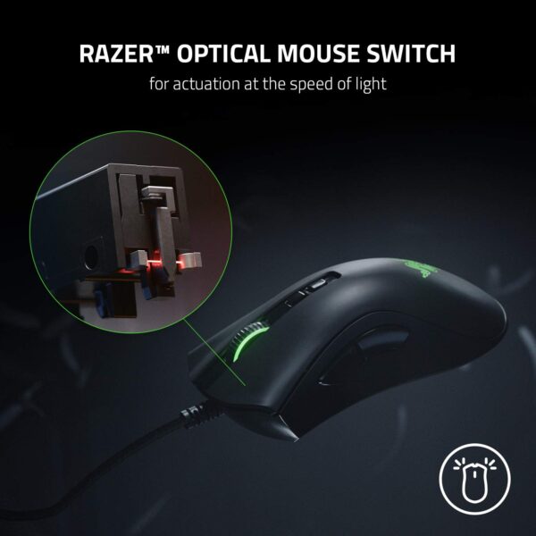Razer DeathAdder V2 - Wired USB Gaming Mouse with Ergonomic Comfort (Optical Switches, Optical Focus + 20K Sensor, Speedflex Cable, Integrated Memory, Programmable) Black