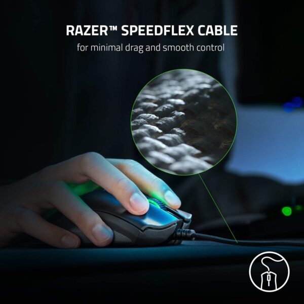 Razer DeathAdder V2 - Wired USB Gaming Mouse with Ergonomic Comfort (Optical Switches, Optical Focus + 20K Sensor, Speedflex Cable, Integrated Memory, Programmable) Black