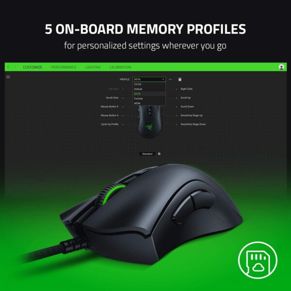 Razer DeathAdder V2 - Wired USB Gaming Mouse with Ergonomic Comfort (Optical Switches, Optical Focus + 20K Sensor, Speedflex Cable, Integrated Memory, Programmable) Black