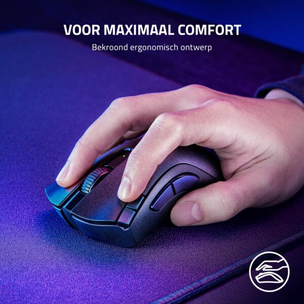 Razer Deathadder V2 X HyperSpeed- Draadloze gamingmuis met ongeëvenaarde ergonomie (Wireless, Optische sensor 14K DPI, Optische muisswitch, Batterijduur van 240 uur) Zwart