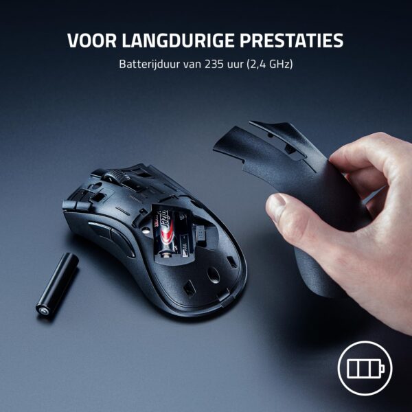 Razer Deathadder V2 X HyperSpeed- Draadloze gamingmuis met ongeëvenaarde ergonomie (Wireless, Optische sensor 14K DPI, Optische muisswitch, Batterijduur van 240 uur) Zwart